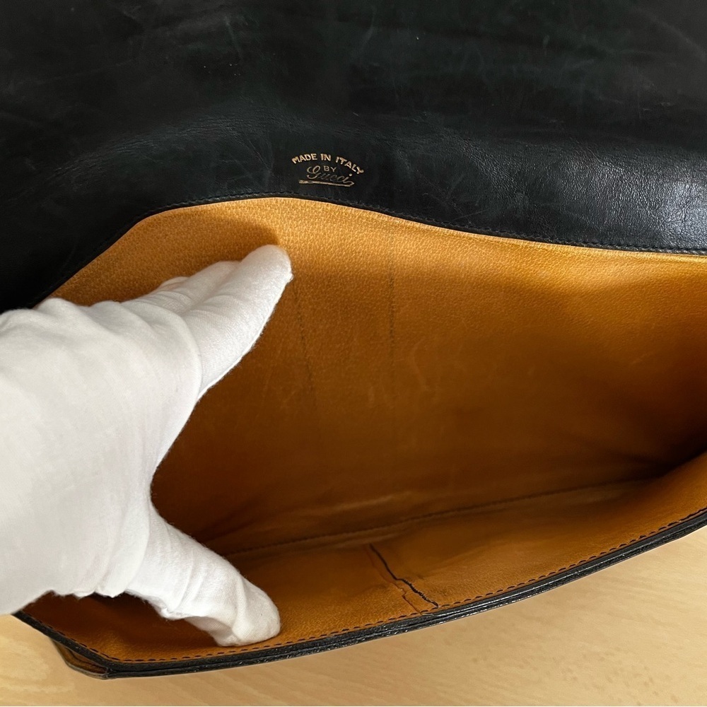 Rare Gucci Sherry Line Laptop Document Envelope Clutch Black 1970-80 - Picture 9 of 14